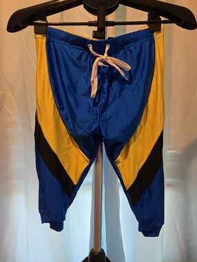 Men's Knob's Blue and Yellow Athletic Bottoms with Drawstring Waist
